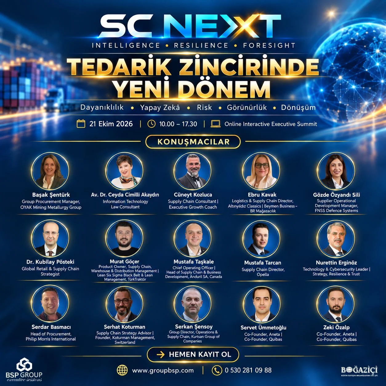 SC NEXT 2026 etkinlik afişinde Servet Ümmetoğlu ve Zeki Özalp dahil konuşmacılar